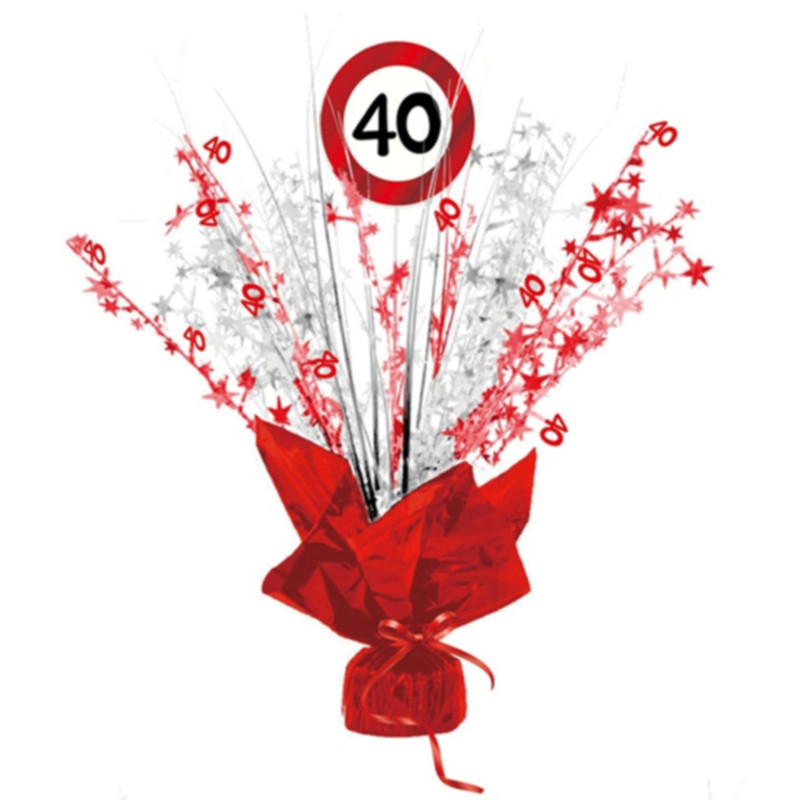 Udo Schmidt Glitzer Tischdeko 40 Verkehrsschild 40 cm aus Kunststoff festliche Tischdekoration zum 40. Geburtstag